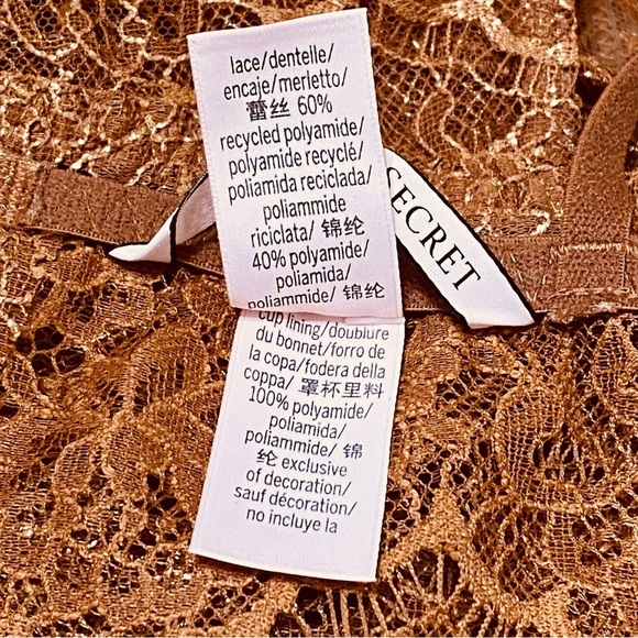 Victoria’s Secret Bronze Lace Bralette Large Copper Boho Floral Fairycore Top - Picture 5 of 6